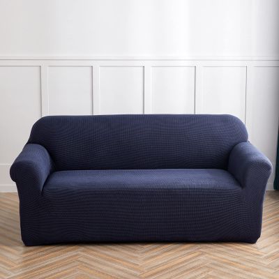 FLYIFE 1 Piece Non-Slip Stretch Loveseat Slipcover Sofa Cover,Spandex Jacquard Sofa Cover for Loveseat with Elastic Bottom for Living Room,Dark Blue,4 Seater(235-300cm/92-118inch)