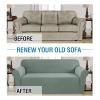 FLYIFE 1 Piece Non-Slip Stretch Loveseat Slipcover Sofa Cover,Spandex Jacquard Sofa Cover for Loveseat with Elastic Bottom for Living Room,Dark Blue,4 Seater(235-300cm/92-118inch) view 2