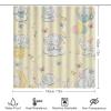 Cute Baby Elephant- 4 Pcs Waterproof Shower Curtain Set,Funny Cartoon Forest Wildlife Elephant Balloon Butterfly Designs with Waterproof Toilet Cover Shower Mat Rugs view 2