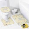 Cute Baby Elephant- 4 Pcs Waterproof Shower Curtain Set,Funny Cartoon Forest Wildlife Elephant Balloon Butterfly Designs with Waterproof Toilet Cover Shower Mat Rugs view 4