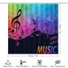 Rainbow Colorful Musical Notes 4 Pcs Waterproof Shower Curtain Set,Abstract Modern Art Music Keyboard Decor with Waterproof Toilet Cover Shower Mat Rugs view 2