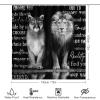 Vintage Medieval Lion Couple 4 Pieces Shower Curtain Set,Black Inspirational Positive Wildlife Lion Couple Non-Slip Rugs Toilet Lid Cover Bath Mat and Bathroom Curtain view 2