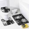 Vintage Medieval Lion Couple 4 Pieces Shower Curtain Set,Black Inspirational Positive Wildlife Lion Couple Non-Slip Rugs Toilet Lid Cover Bath Mat and Bathroom Curtain view 4