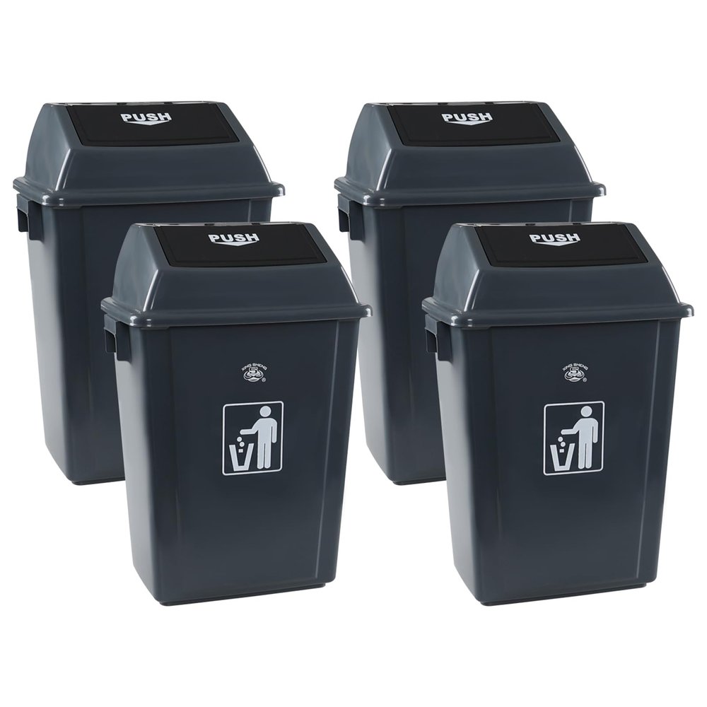 Waikhomes 4-Pack 13 Gallon Swing Top Recycling Garbage Can for Home Dorm and Office, Large Recycle Bin with Lid, Grey