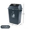 Waikhomes 4-Pack 13 Gallon Swing Top Recycling Garbage Can for Home Dorm and Office, Large Recycle Bin with Lid, Grey view 2