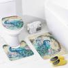 Retro Watercolor Peacock 4 Pieces Shower Curtain Set,Rustic Colorful Animal Peacock Crown Design Non-Slip Rugs Toilet Lid Cover Bath Mat and Bathroom Curtain view 4