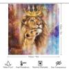 Rustic African Lion 4 Pcs Waterproof Shower Curtain Set,Summer Tropical Jungle Wildlife Lion Father and Son with Waterproof Toilet Cover Shower Mat Rugs view 2
