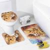 Rustic African Lion 4 Pcs Waterproof Shower Curtain Set,Summer Tropical Jungle Wildlife Lion Father and Son with Waterproof Toilet Cover Shower Mat Rugs view 4