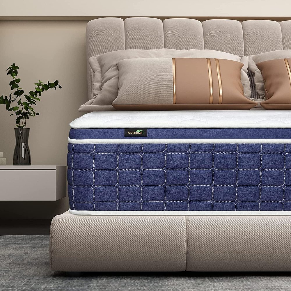 AICEHOME King Mattress,14 Inch Medium Firm Feel Hybrid Mattress in a Box, Gel Memory Foam Multilayer Design Mattress,Individually Wrapped Spring for Motion Isolation & Support King Size Mattresses
