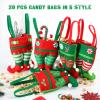 Abbylike 20 Pcs Christmas Candy Bags Bulk Santa Pants Boots Treat Bags with Handle Felt Stocking Xmas Goodies Bag Lovely Party Favor Decorations for Children Holiday Teachers Decorations view 3