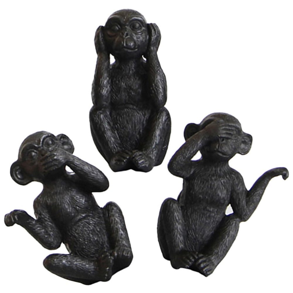 ARTIBETTER 3Pcs Resin Monkey Statue Set Cute Animal Figurines Desktop Decor for Living Room Office Hotel Tabletop Accent