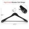 TOPIA HANGER Wide Shoulder Wooden Hangers, Suit Hangers with Non Slip Pants Bar & 360 Swivel Hook, Solid Wood Heavy Duty Coat Hanger, 10 Pack (Matte Black)-CT02B-10 view 2