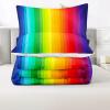 Jingzhang Rainbow Comforter Set Queen Size, 3D Print Colorful Rainbow Stripes Bedding Set All-Season Dreamy Rainbow Stripes Quilt Duvet Insert 3 Pieces view 4