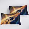 Jingzhang Aircraft Comforter Set Queen Size, 3D Print Golden Sunset Clouds Aircraft Bedding Set All-Season Fantasy Sunset Clouds Aircraft Quilt Duvet Insert 3 Pieces view 3