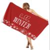 Gsypo Microfiber Beach Towel Oversized 31x63, Hello Winter Merry Christmas Red Texture Swimming Pool Towels for Adult, Absorbent Sand Free Lightweight Beach Towels for Beach Bath Yoga Hotel view 1