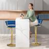 Guyifuny Velvet Barstools Set of 2 Swivel Bar Stool Chairs Counter Stools with Back and Footrest for Home Kitchen Island/Bar/Cafe view 3
