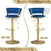 Guyifuny Velvet Barstools Set of 2 Swivel Bar Stool Chairs Counter Stools with Back and Footrest for Home Kitchen Island/Bar/Cafe view 4