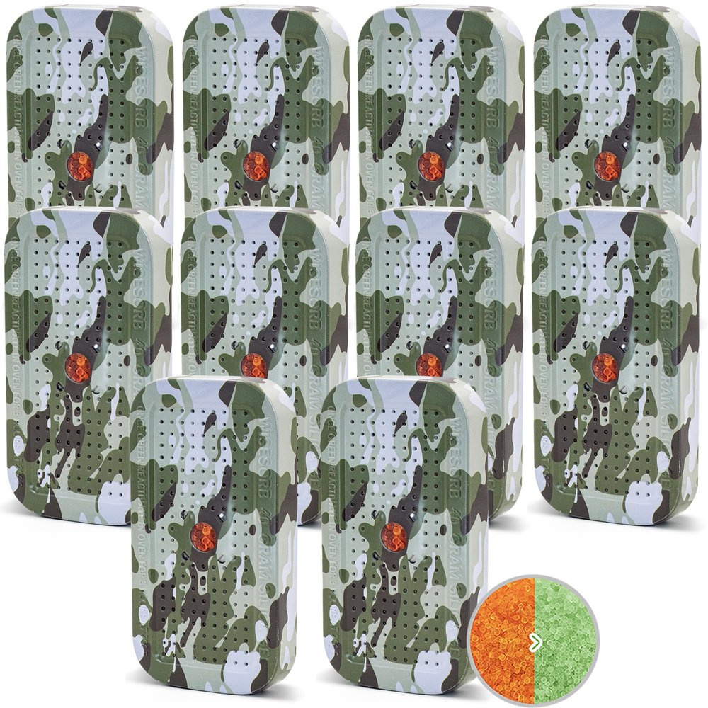 Wisesorb 40 Gram Gun Safe Dehumidifier Camouflage, Rechargeable Desiccant Canister Dehumidifier Bags, Reusable Silica Gel Packets Moisture Absorbers for Car, Bathroom, Basement [10 Pack]