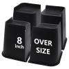 HANIHUA Bed Risers 8 inch Heavy Duty, 4 Pack Oversized Furniture Risers, Black Bed Lifts Risers for Table, Sofa, Chair, Couch, Desk, Bed Frame Risers Supports Up to 6,500 Lbs view 1