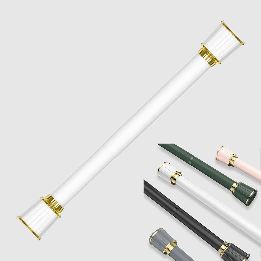 QHDPKU Curtain Rod No Drilling,Room Divider Tension Curtain Rod,Adjustable Bathroom Stall Tension Pole,for Space Partition,Maximum Extension 195 inches (Color : White, Size : 105-135inchs)
