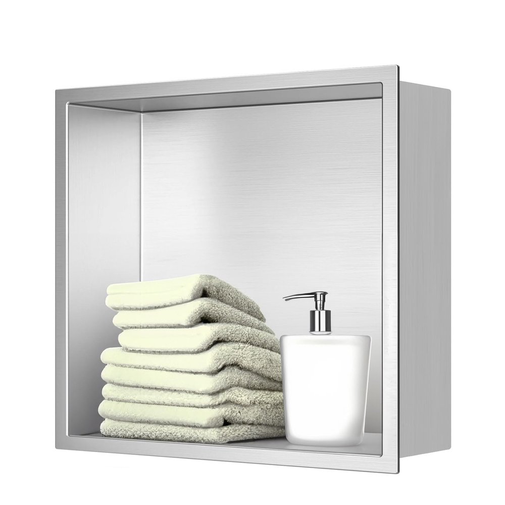 Elefloom Shower Niche, Stainless Steel Elegant Bathroom Niche, No Tile Needed Recessed Shower Shelf Organizer for Storage