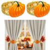 Angoily 2pcs Curtain Tieback Buckle Spring Design Curtain Holdback Carving Design Christmas Ties for Drapes Ties Backs Modern Style Holdback Christmas Decor Window Treatments Metal Gold (Pumpkin) view 1