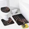 Boys Soccer American Football 4 Pcs Waterproof Shower Curtain Set,Vintage Wood Board Sports Games Football American Flag with Waterproof Toilet Cover Shower Mat Rugs view 4