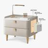 BKEKM Nightstands Bedside Table Solid Wood Rectangle End Table Faux Marble Top Nightstand with 2 Drawer Bedside Dresse Home Bedside Cabinet Well Made view 3