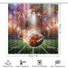 American Football Games 4 Pieces Shower Curtain Set,Boys Sports Football Rugby Field Theme Non-Slip Rugs Toilet Lid Cover Bath Mat and Bathroom Curtain view 2