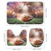 American Football Games 4 Pieces Shower Curtain Set,Boys Sports Football Rugby Field Theme Non-Slip Rugs Toilet Lid Cover Bath Mat and Bathroom Curtain view 3