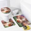 American Football Games 4 Pieces Shower Curtain Set,Boys Sports Football Rugby Field Theme Non-Slip Rugs Toilet Lid Cover Bath Mat and Bathroom Curtain view 4