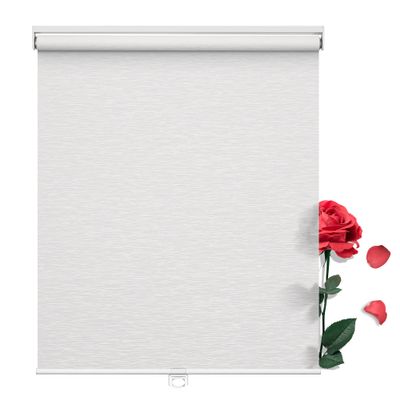 Boolegon Light Filtering Roller Blinds for Window, Cordless Striped Jacquard Roller Shades, Thermal Insulation UV Protection Energy Saving Window Shades for Home,Bedroom,Door,Office,White,42"W x 52"H