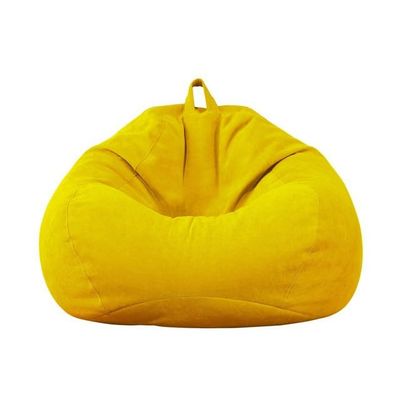 Koolouispoper Large Small Lazy Sofa Cover Chairs Without Filler Linen Cloth Lounger Seat Bean Bag Pouf Puff Couch Tatami Living Room Bedroom (80x90cm, Yellow)