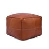 Marrakesh Gallery Square Leather Ottoman Cover  Moroccan Pouf Cover for Living Room & Bedroom, Handmade Leather Pouf Ottoman Slipcover, Coffee Table Footstool unstuffed view 1