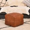 Marrakesh Gallery Square Leather Ottoman Cover  Moroccan Pouf Cover for Living Room & Bedroom, Handmade Leather Pouf Ottoman Slipcover, Coffee Table Footstool unstuffed view 2