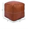 Marrakesh Gallery Square Leather Ottoman Cover  Moroccan Pouf Cover for Living Room & Bedroom, Handmade Leather Pouf Ottoman Slipcover, Coffee Table Footstool unstuffed view 3