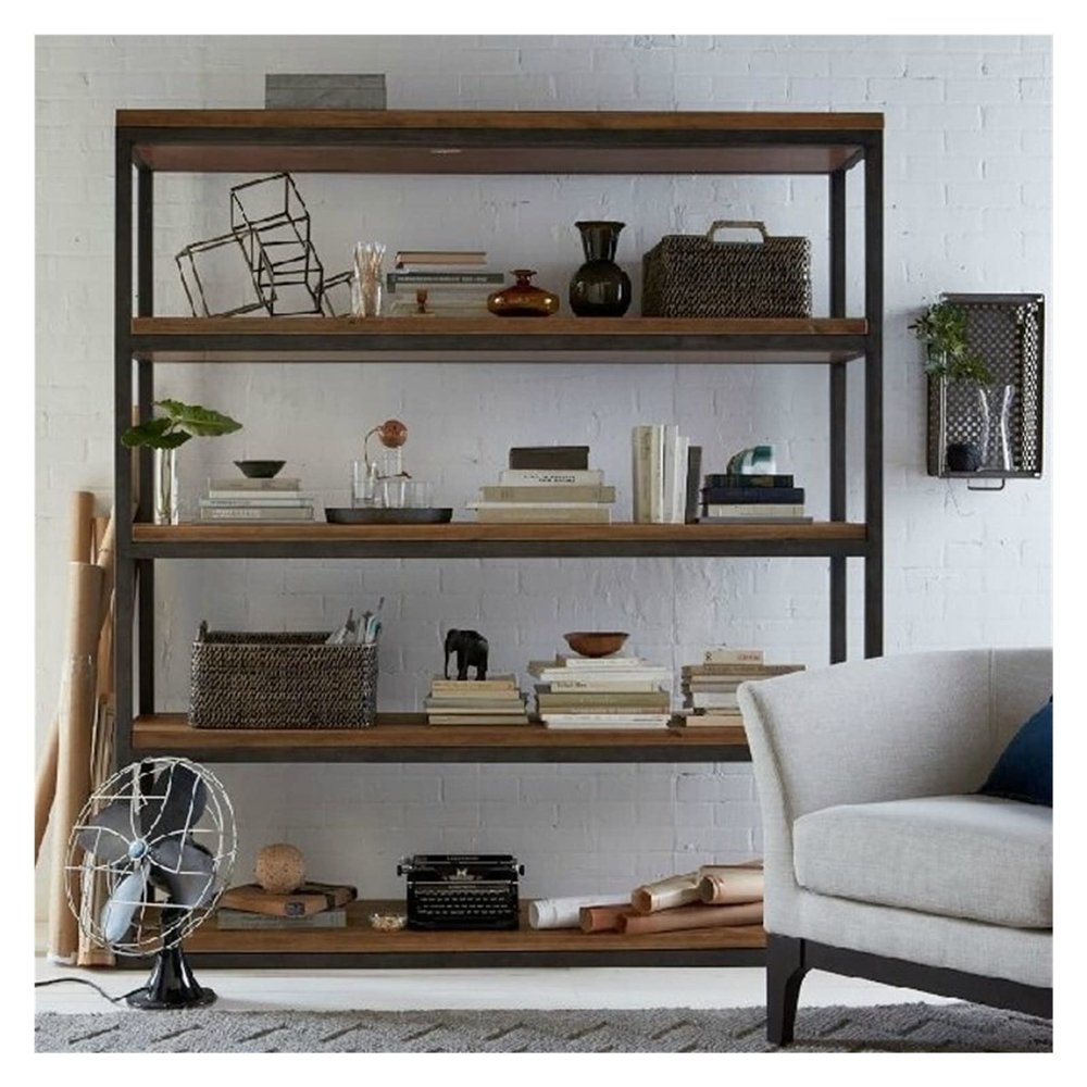 Retro Floor-to-Ceiling Living Room Bookshelf, Shelf Bookcase, Kitchen Partition Solid Wood Shelf TMP1105 (Color : 5board 90x30x163cm)