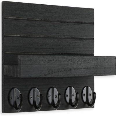 buniq Wall Keychain, Decorative Key with Shelf and Letterholder with Large Key Hook, Living Room Bedroom Decorative Hanging Storage Display Ledge