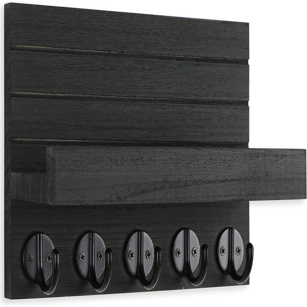 buniq Wall Keychain, Decorative Key with Shelf and Letterholder with Large Key Hook, Living Room Bedroom Decorative Hanging Storage Display Ledge