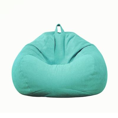 Koolouispoper Large Small Lazy Sofa Cover Chairs Without Filler Linen Cloth Lounger Seat Bean Bag Pouf Puff Couch Tatami Living Room Bedroom (100x120, Light Blue)
