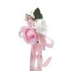 6PCS Wedding Aisle Chair Decorations Pew Flowers Simulation Chair Back Flower Church Banquet for Wedding Party Photography Props Sign Floral Decoration(Pink and White) view 3