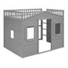 SECOLI Sturdy Wood Full Size Bed Frame Full Size House Loft Bed with Ladder-Gray view 1