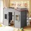 SECOLI Sturdy Wood Full Size Bed Frame Full Size House Loft Bed with Ladder-Gray view 2