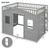 SECOLI Sturdy Wood Full Size Bed Frame Full Size House Loft Bed with Ladder-Gray view 3