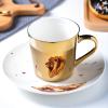200ml/7oz Multi reflection coffee mirror cup reflects personalized creativity and minimalist floral tea cup for office home-Lion Gold-201-300ml view 2
