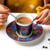 200ml/7oz Multi reflection coffee mirror cup reflects personalized creativity and minimalist floral tea cup for office home-Lion Gold-201-300ml view 3