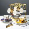 200ml/7oz Multi reflection coffee mirror cup reflects personalized creativity and minimalist floral tea cup for office home-Lion Gold-201-300ml view 4