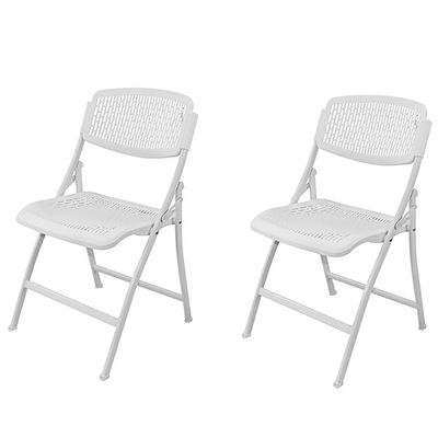 2 Pack Furniture Plastic Folding Chair,Stackable White Metal Folding Chair,400-Pound Weight Capacity,Folding Dining Steel for Office Wedding Indoor (White),2pcs White