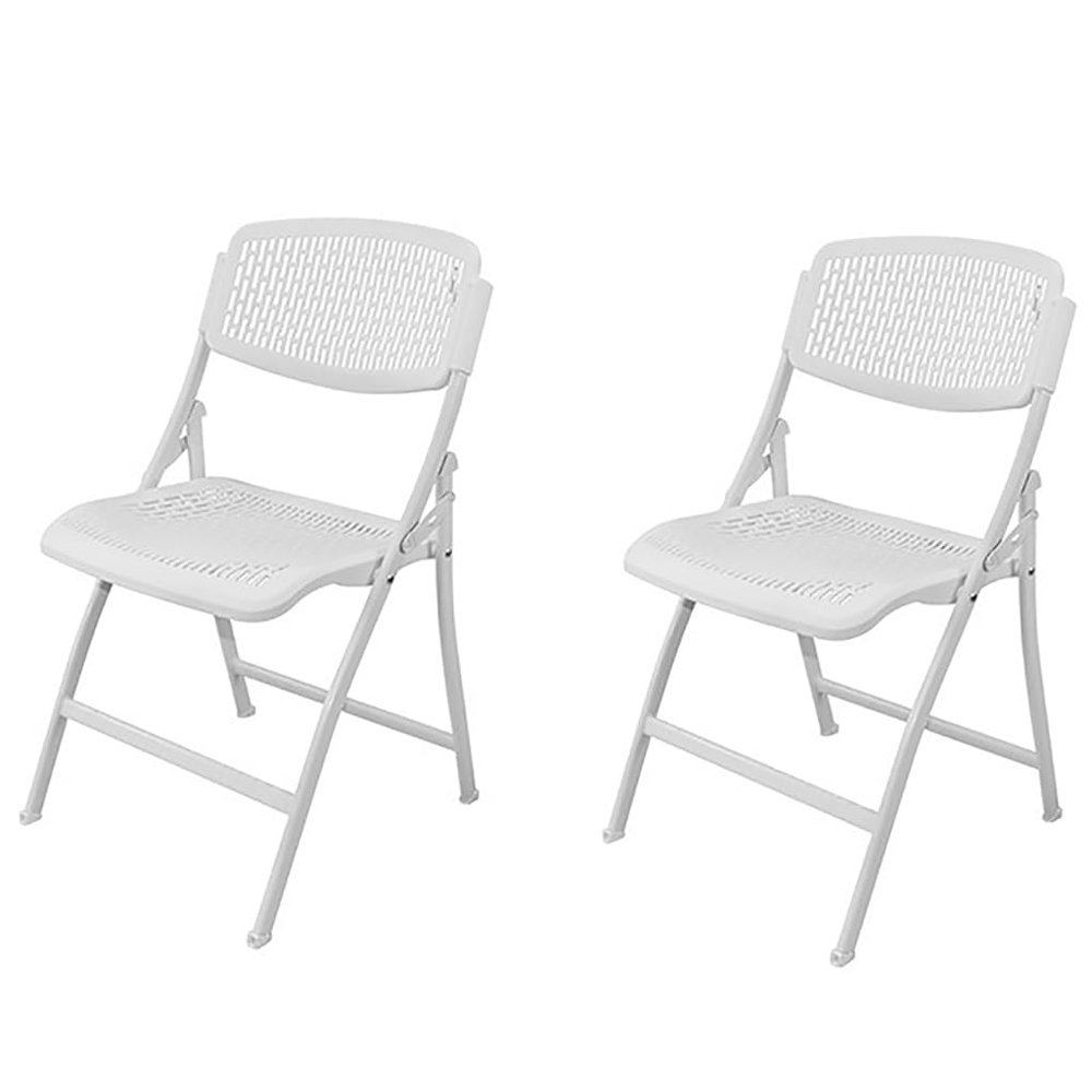 2 Pack Furniture Plastic Folding Chair,Stackable White Metal Folding Chair,400-Pound Weight Capacity,Folding Dining Steel for Office Wedding Indoor (White),2pcs White