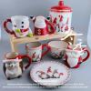 200ml/6.67oz Christmas Ceramic Mug Creative Cute Cartoon Snowman Santa Claus Cup for office home restaurant cafe teahouse-Deer Candy Plate-201-300ml view 3